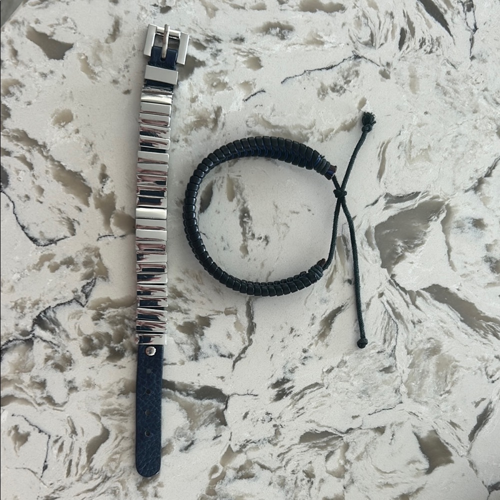 Men's Black/Navy and Navy/Silver Bracelet Set